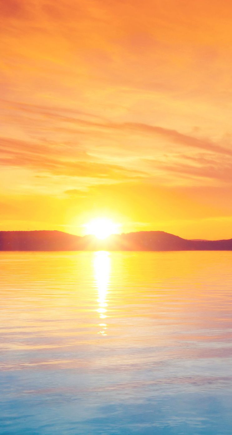 Alba arancione sul mare, 744x1392 Full HD Verticale, iPhone