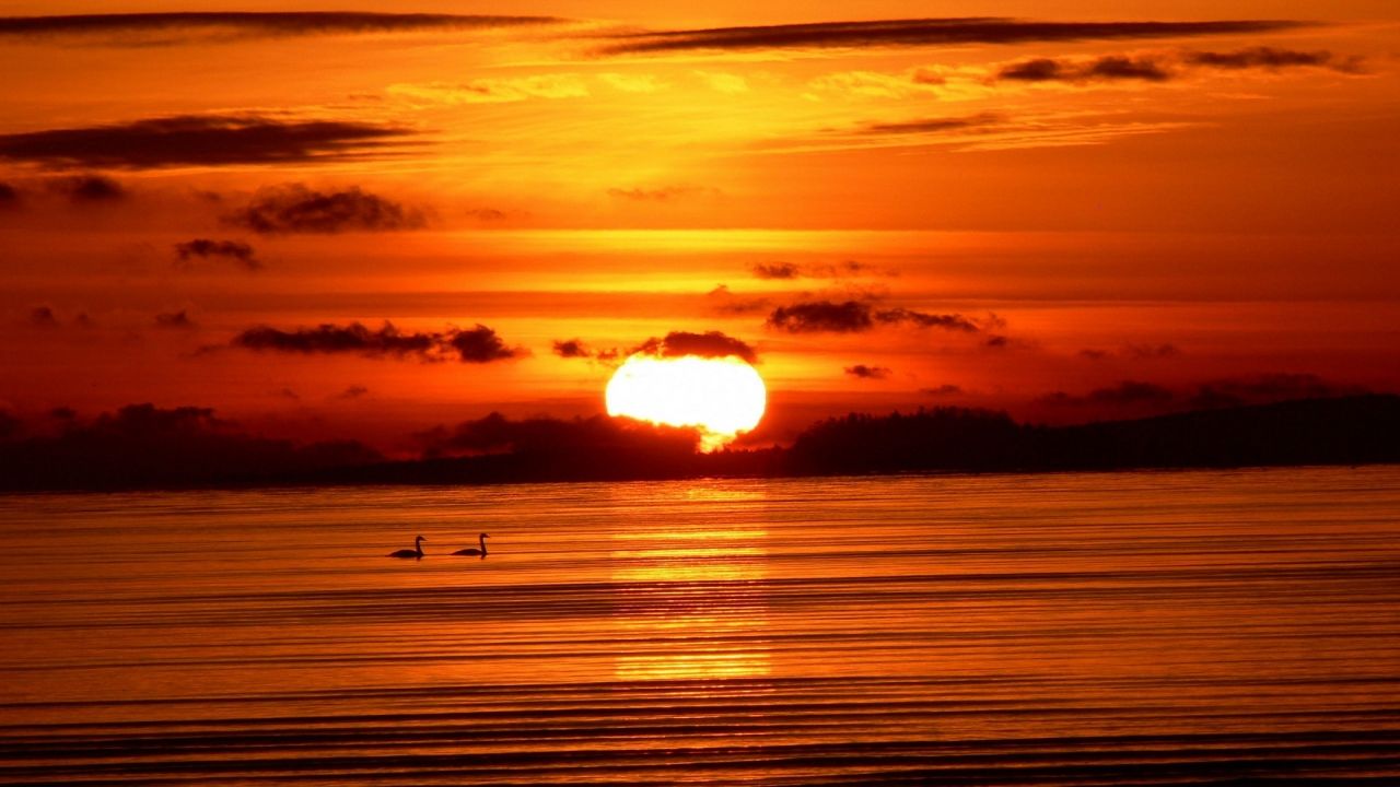 Alba sul mare arancione, 1280x720 720p, Laptop