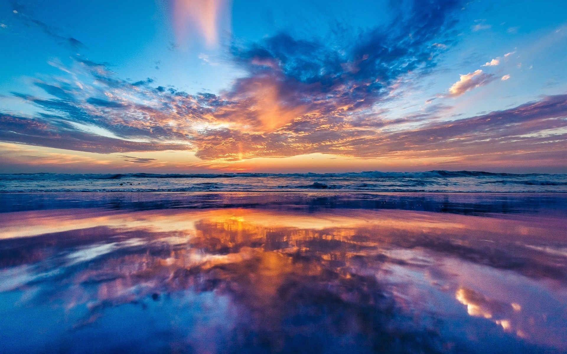 Alba sulla spiaggia con riflessi, 1920x1200 WUXGA, Desktop