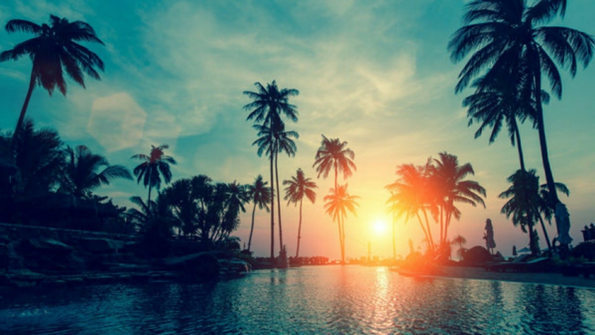 Palme spiaggia tropicale mare, 1600x1000 900p, Monitor Gaming