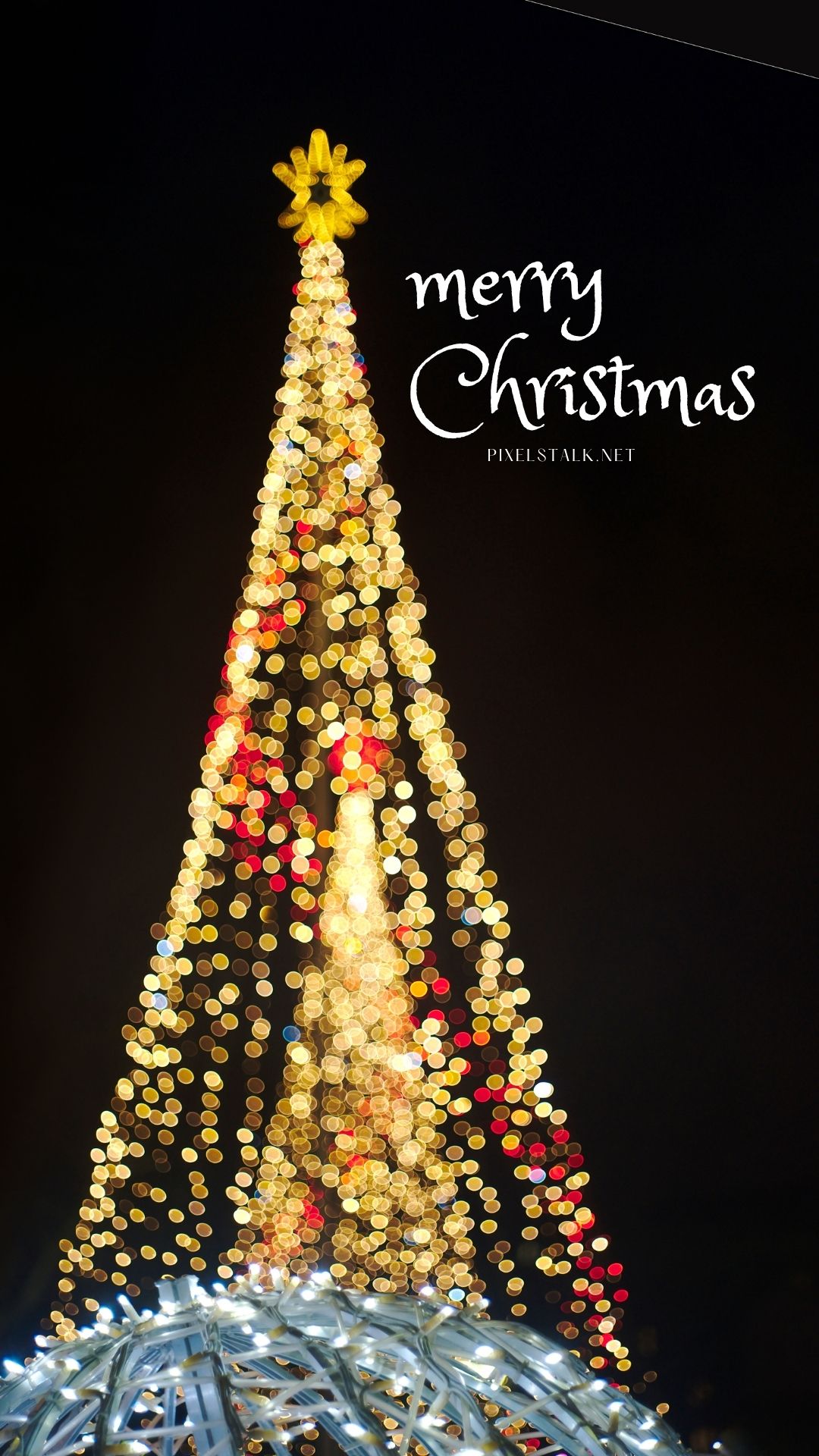 Albero di Natale luminoso dorato, 1080x1920 Full HD Verticale, iPhone