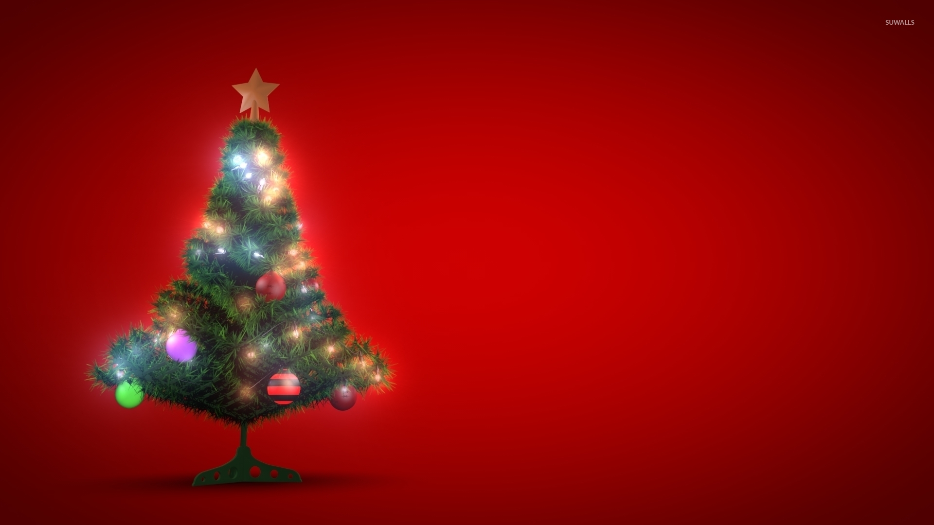 Albero di Natale sfondo rosso, 1920x1080 Full HD 1080p, PC Desktop