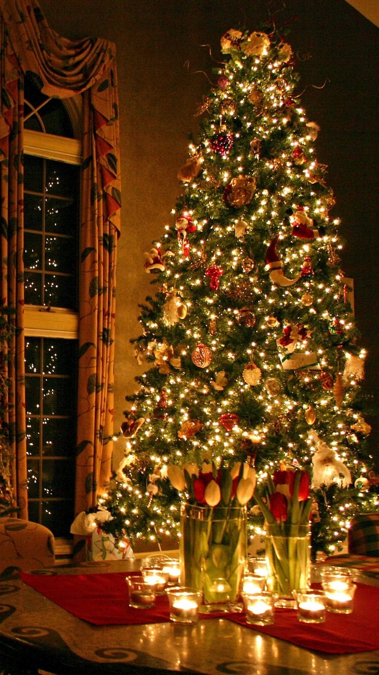 Albero di Natale illuminato, 750x1334 Full HD Verticale, iPhone