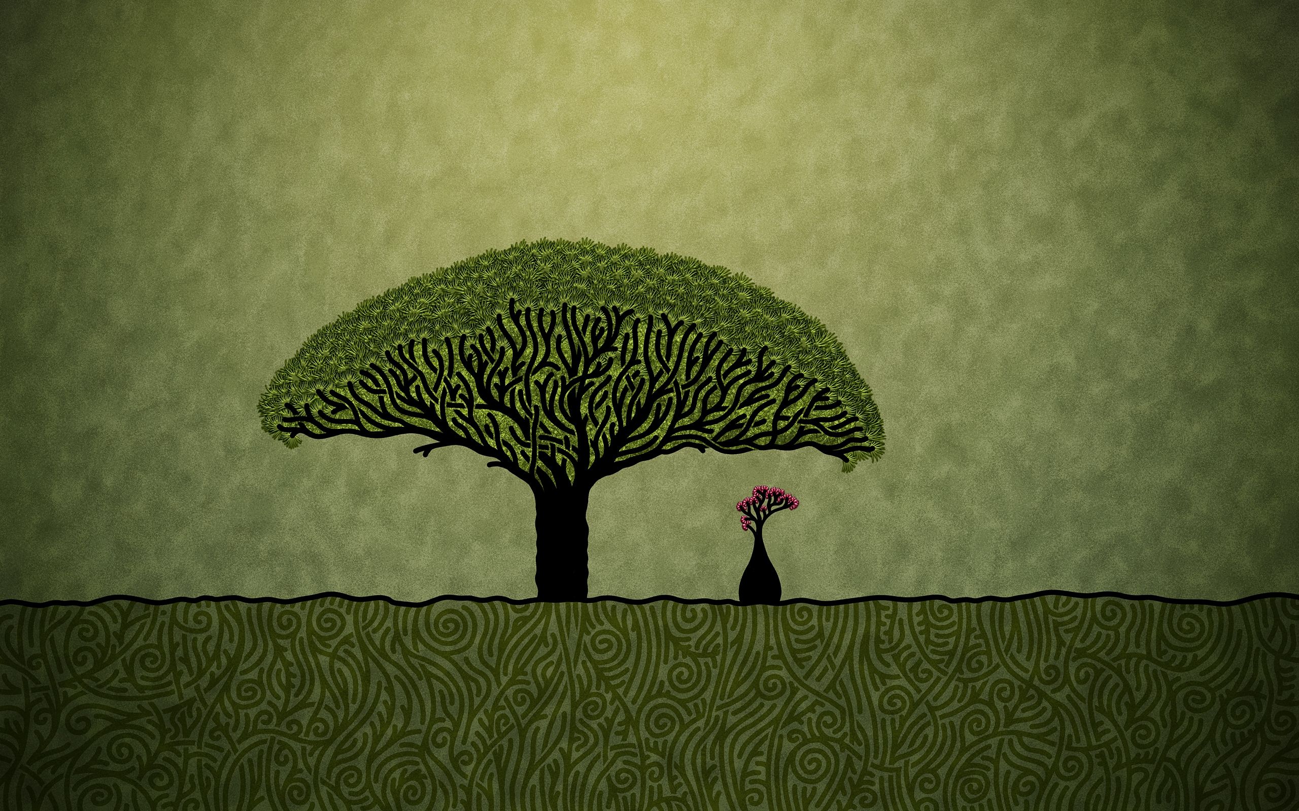 Albero stilizzato con ombrello rosso, 2560x1600 WQXGA, MacBook Pro