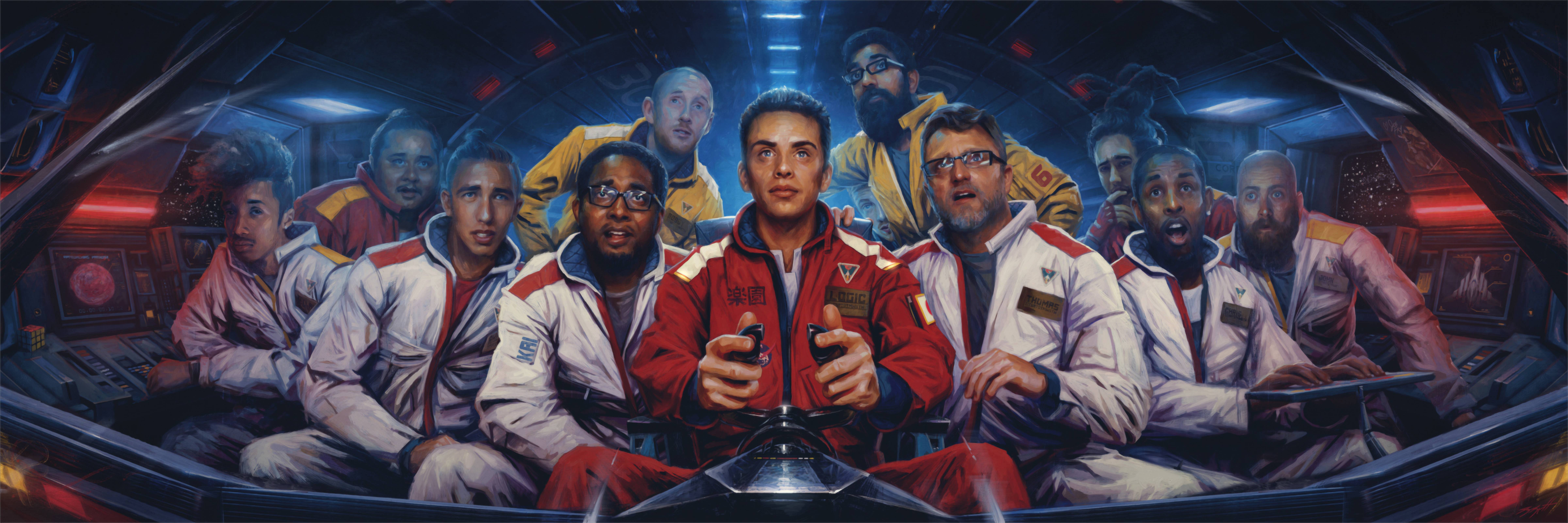Logic astronauti album cover, 9600x3200 Ultrawide, Dual Monitor