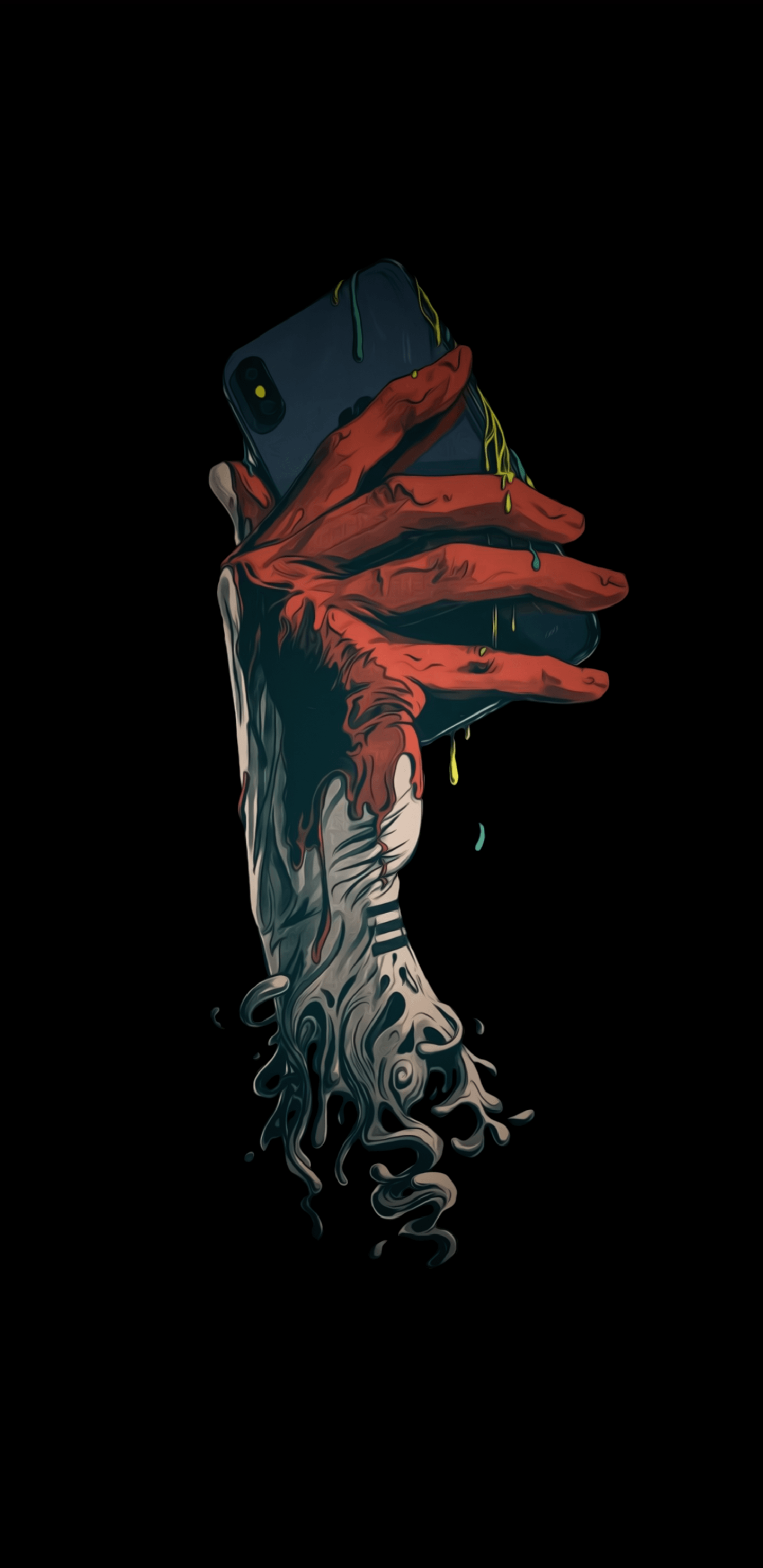 Mano insanguinata con smartphone, 1440x2960 Verticale, POCO