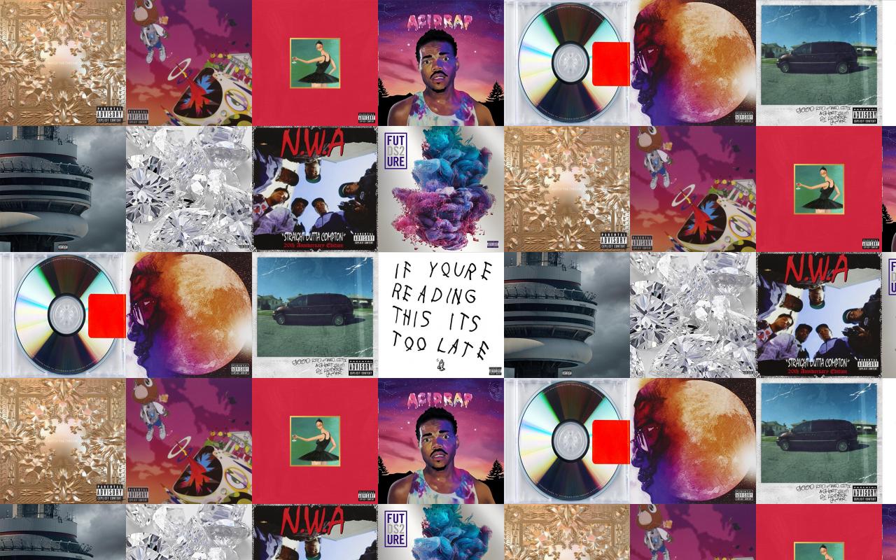 Collage copertine album Kanye West, 1280x800 HD, HP Laptop