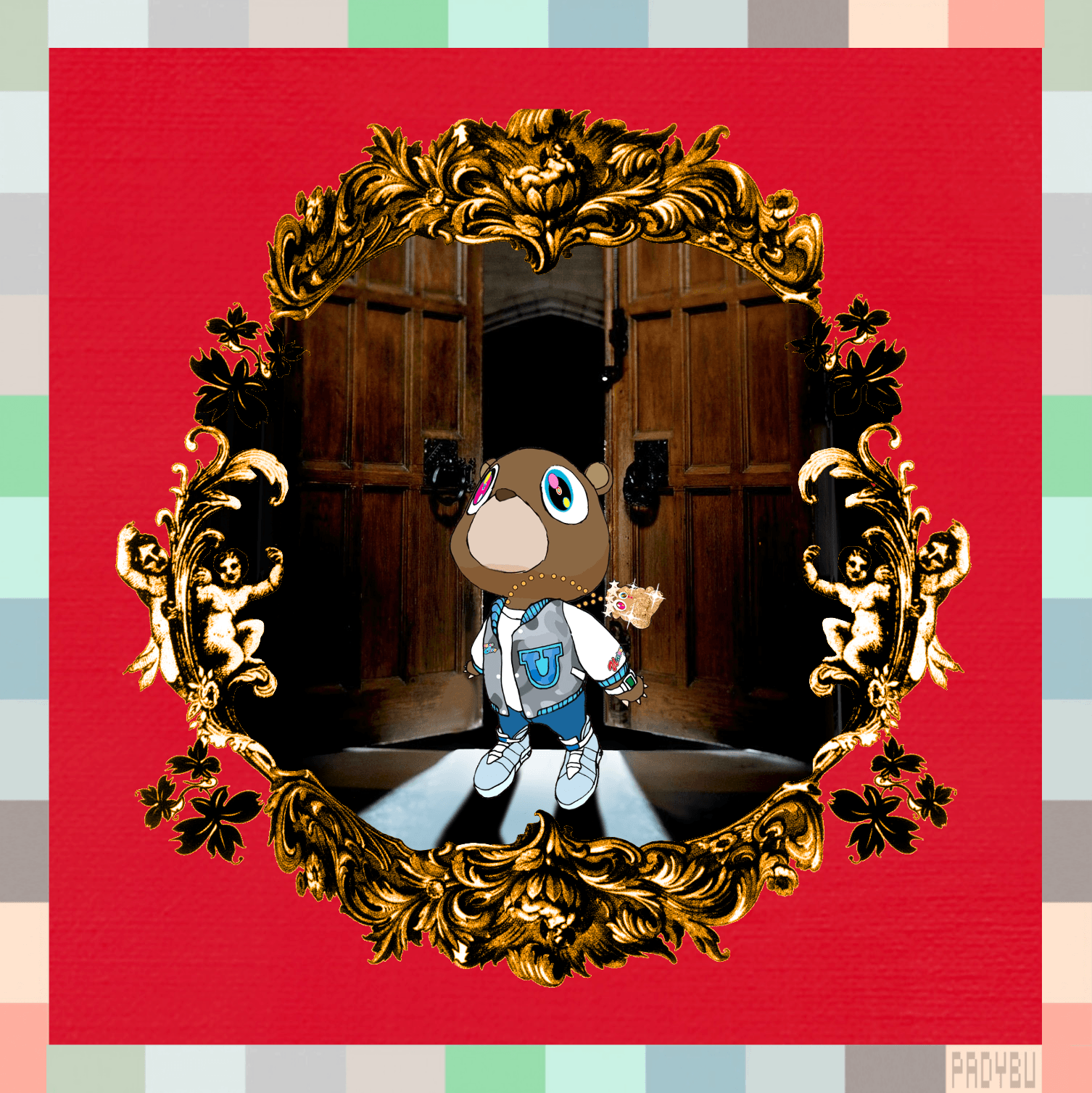 Orsetto Kanye West cornice dorata, 1506x1507 Verticale, Mobile