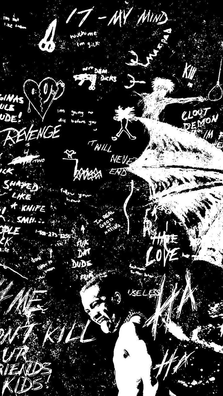 Collage album XXXTentacion bianco nero, 720x1280 Full HD Verticale, Smartphone