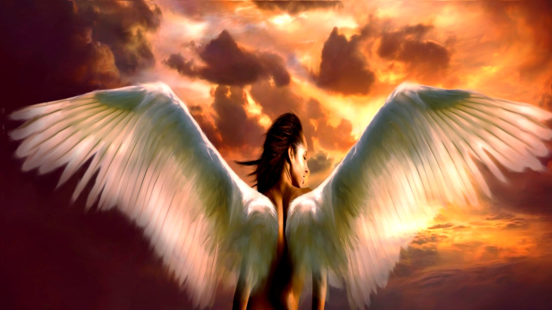 Angelo ali bianche tramonto, 1920x1080 Full HD 1080p, PC Desktop