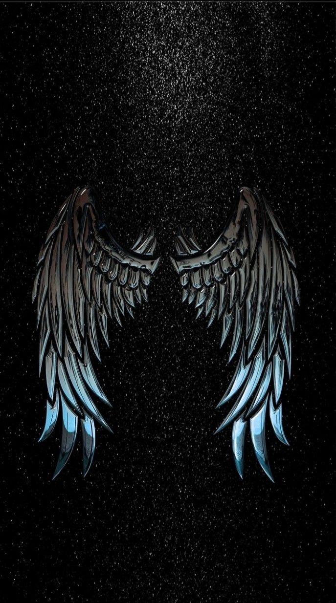 Ali d'angelo metalliche nere, 687x1234 Full HD Verticale, iPhone