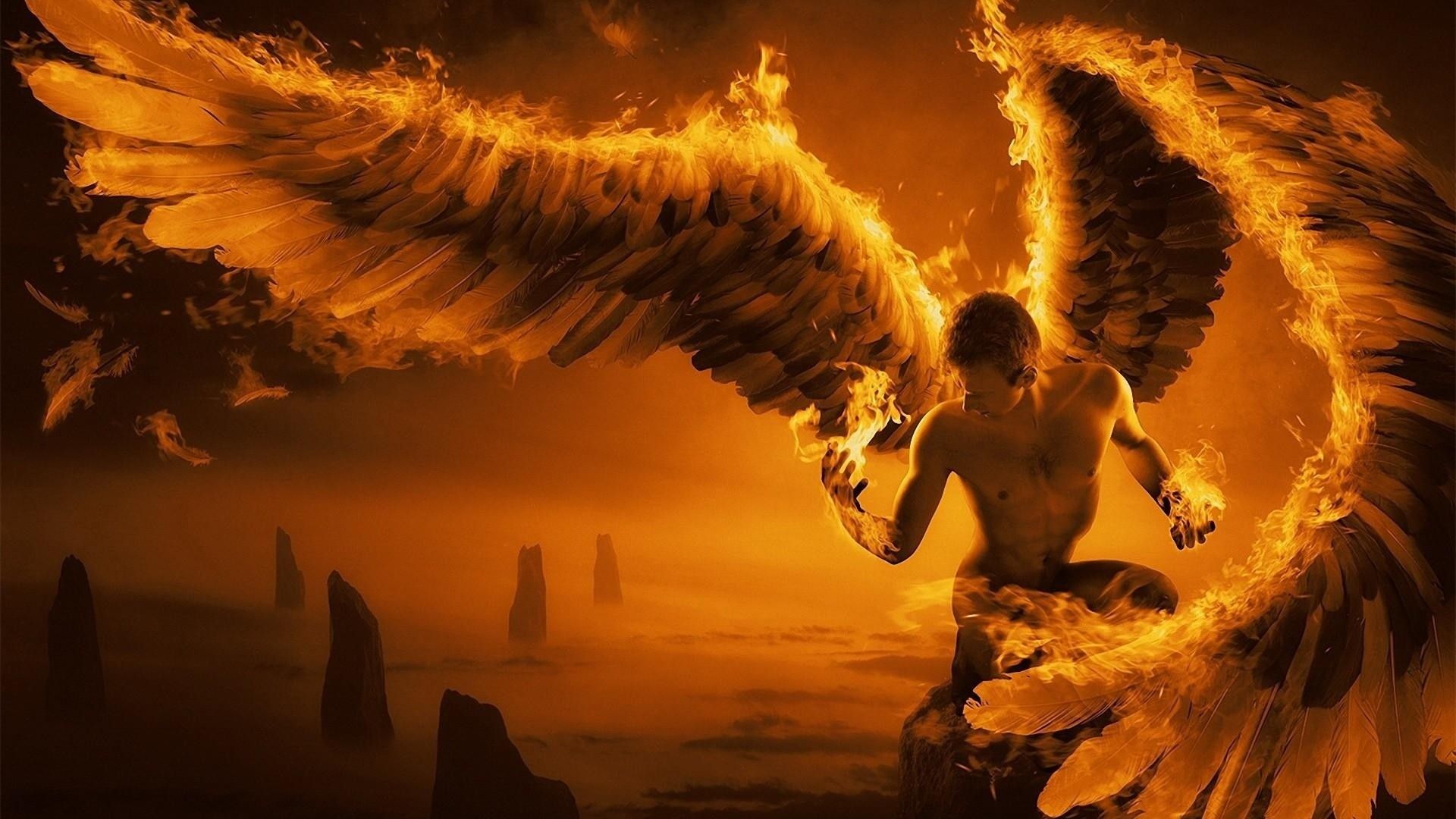 angelo con ali di fuoco, 1920x1080 1080p, PC Desktop