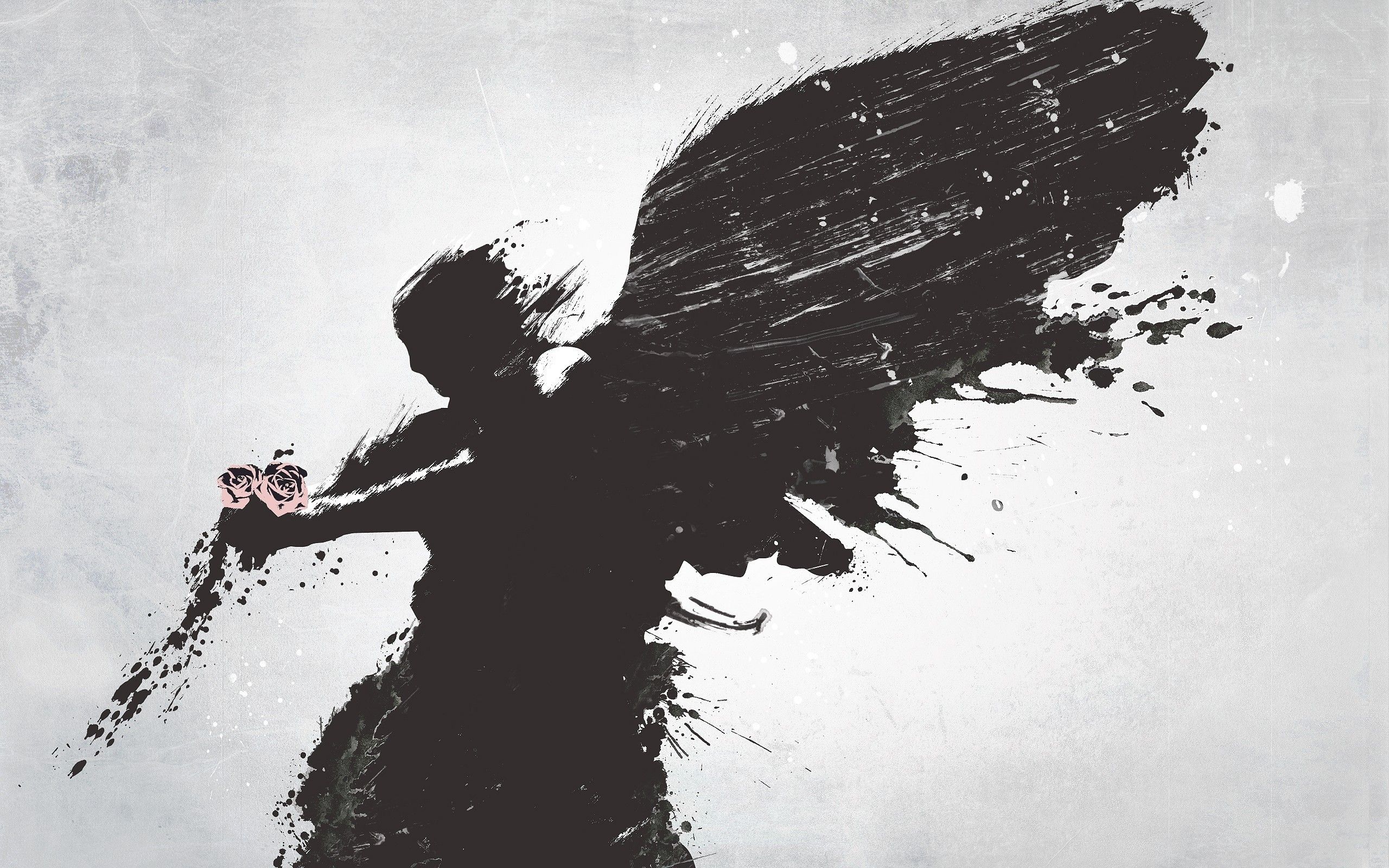 Silhouette angelo ali nere, 2560x1600 2K+, PC