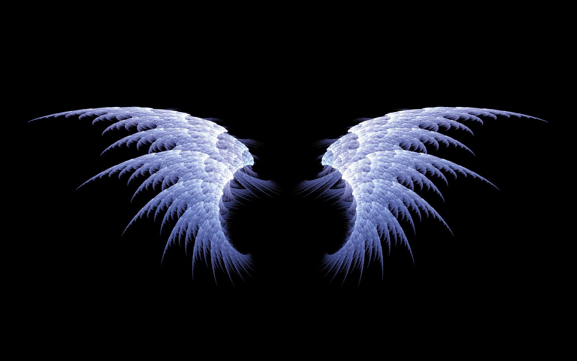 Ali d'angelo blu su nero, 2240x1400 alta risoluzione, PC