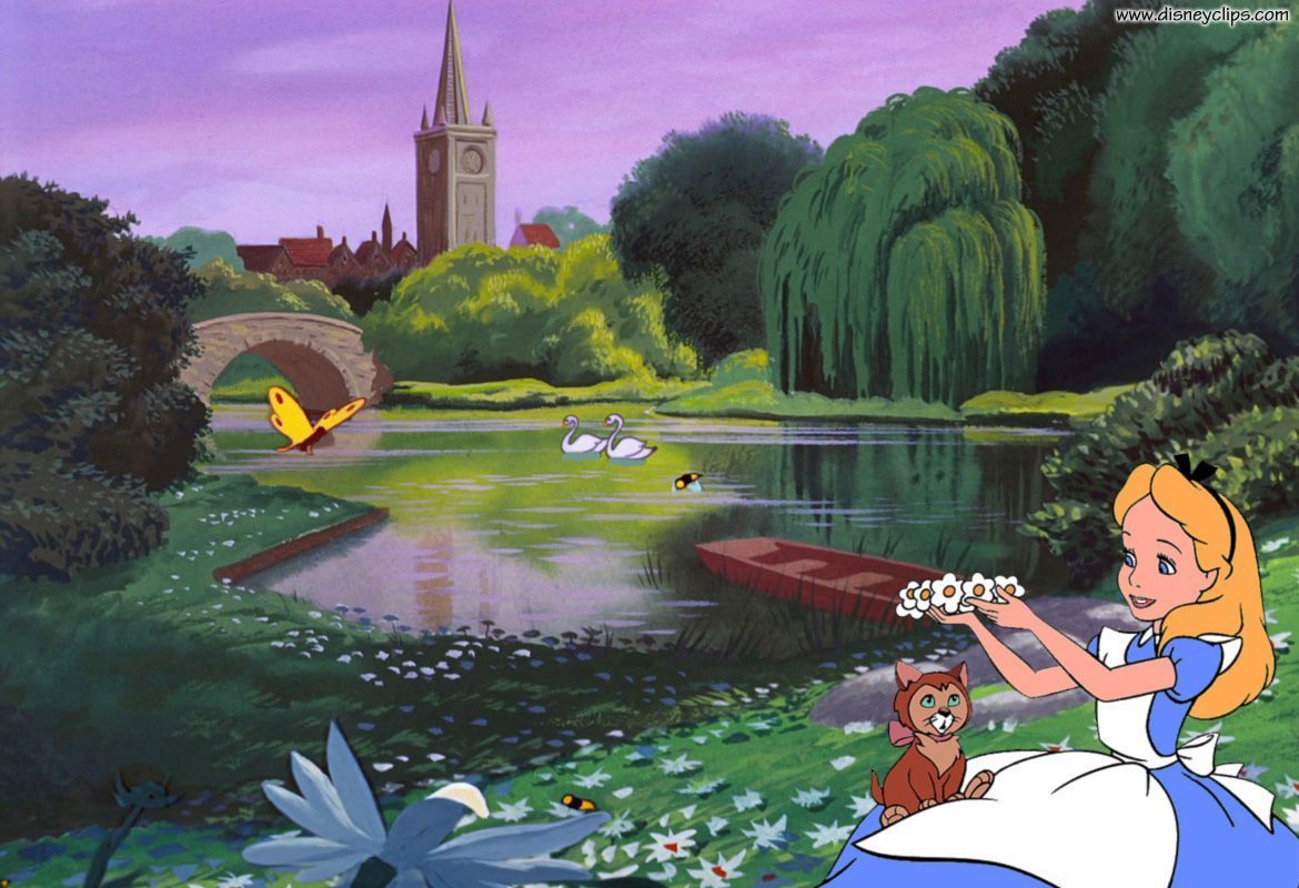 Alice Disney lago castello villaggio, classici d'animazione, 1170x800 HD, Desktop