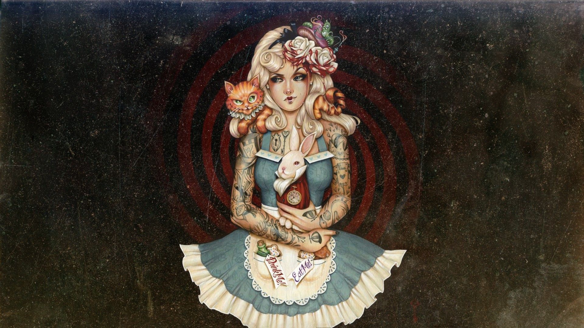 Alice tatuata Stregatto arte gotica, 1920x1080 Full HD 1080p, PC
