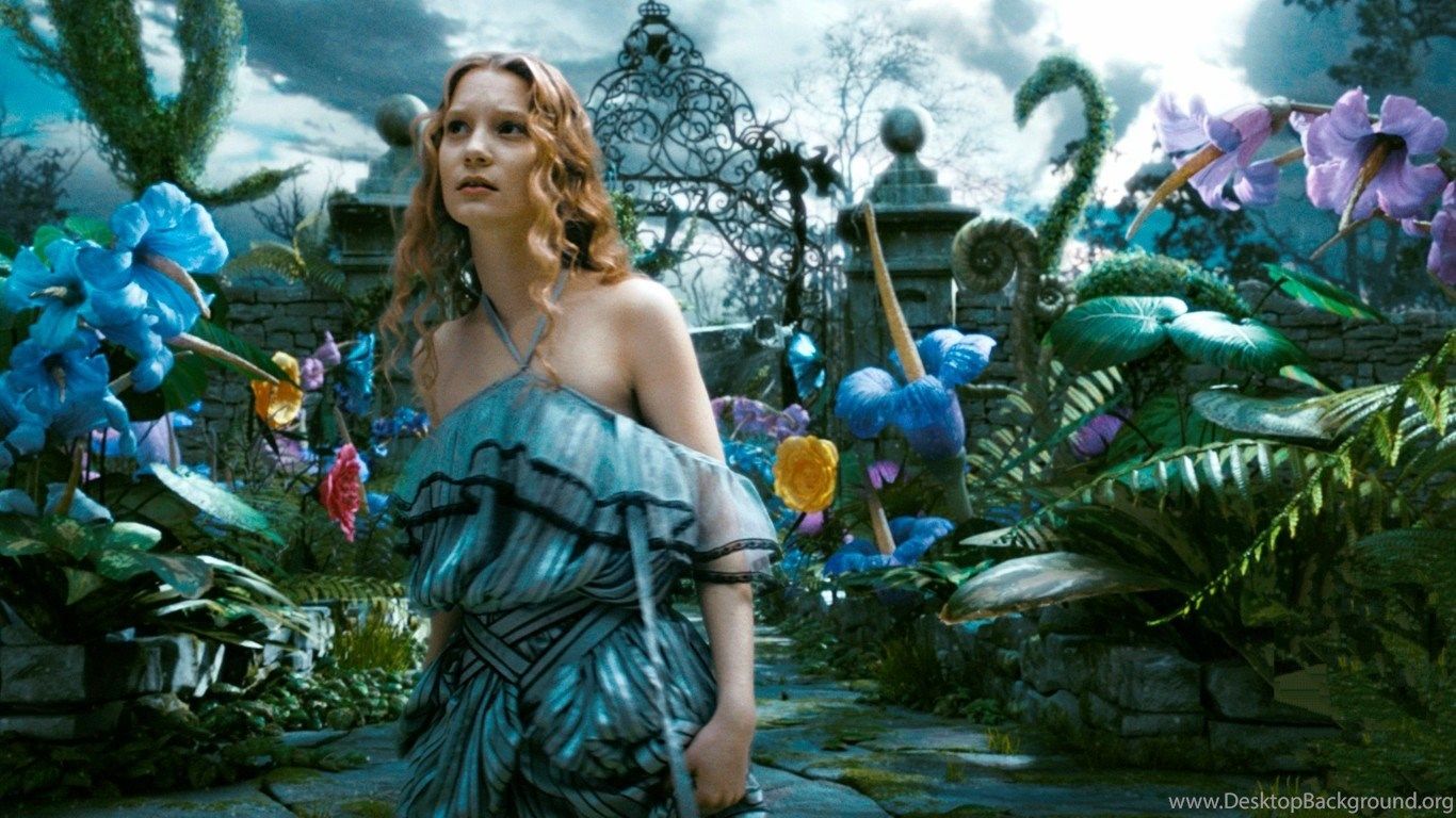 Alice Mia Wasikowska giardino azzurro Burton, 1366x768 HD, Desktop