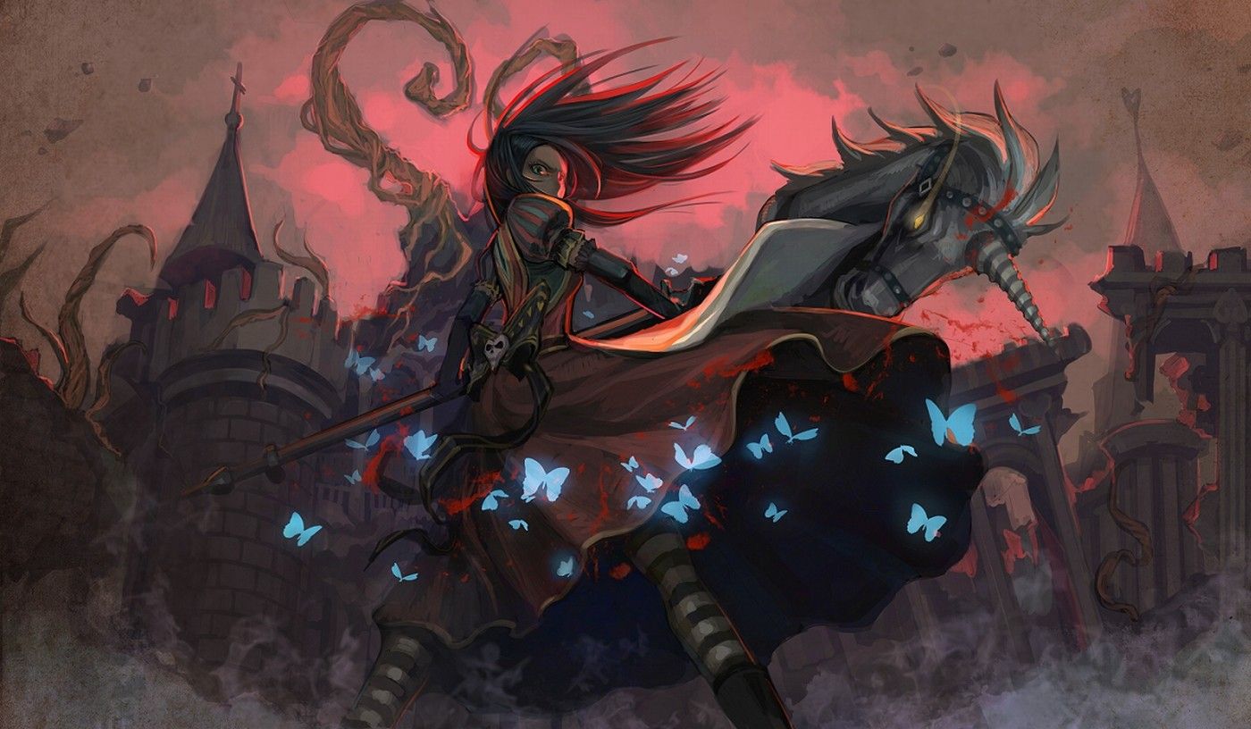 cavaliere oscuro farfalle blu fantasy, 1400x816 720p, PC