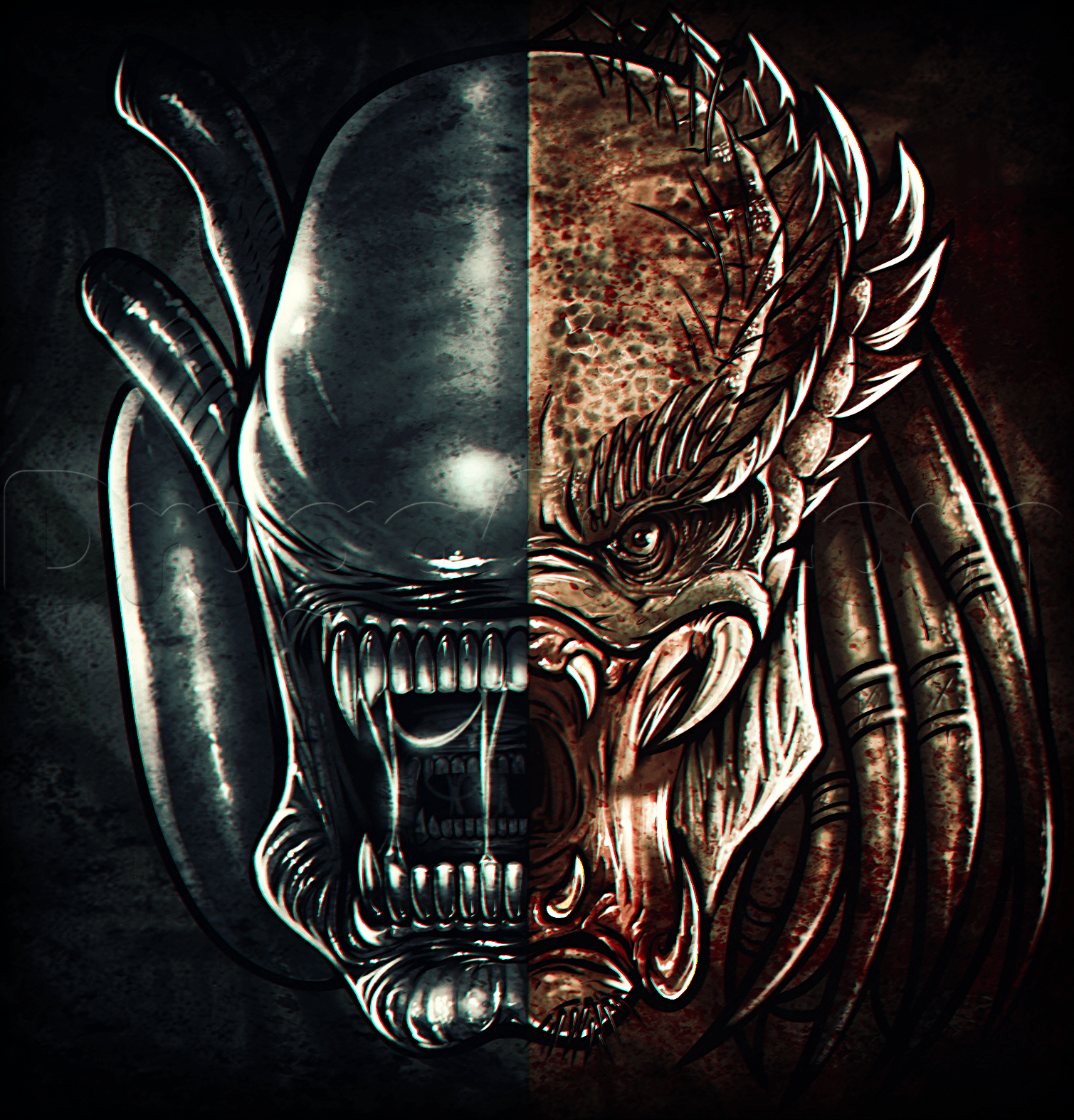 Alien vs Predator volto diviso, 1509x1573 Verticale, Telefono