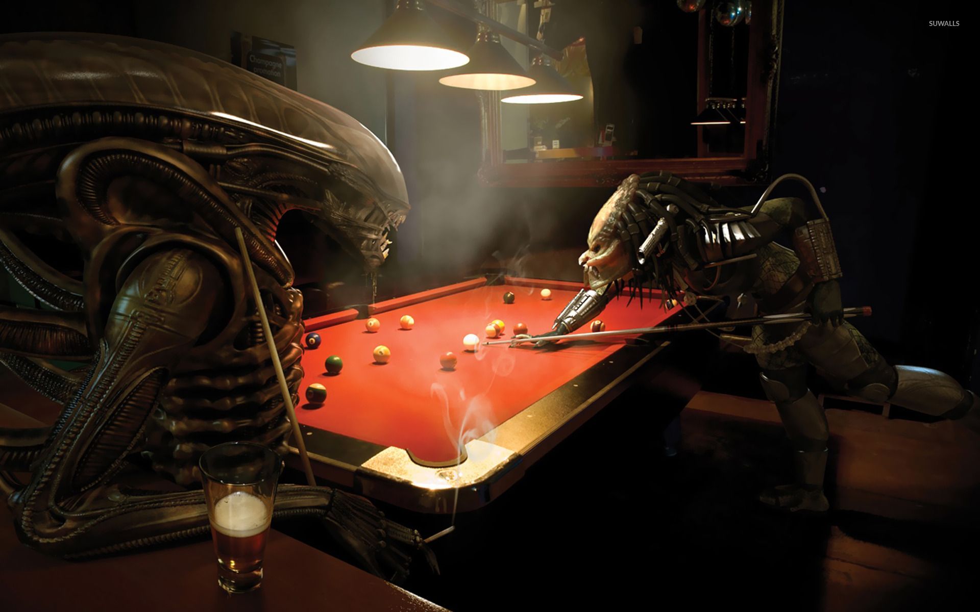 Alien e Predator giocano biliardo, 1920x1200 Full HD+, Desktop