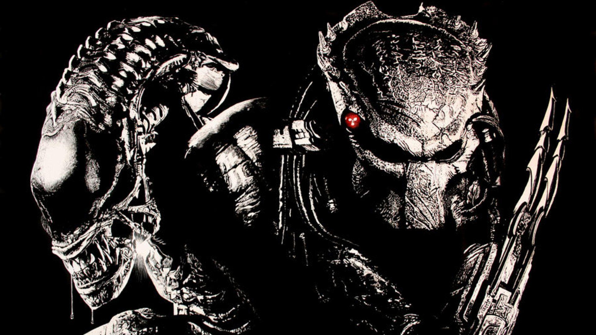 Alien e Predator, sfondo nero, 1920x1080 Full HD, Desktop