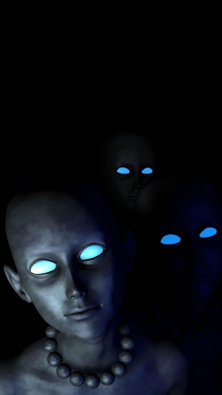 Alieni grigi occhi blu luminosi, 720x1280 Verticale, Mobile
