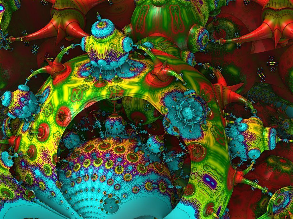 Frattale alieno psichedelico colorato, 1024x768 HD, PC
