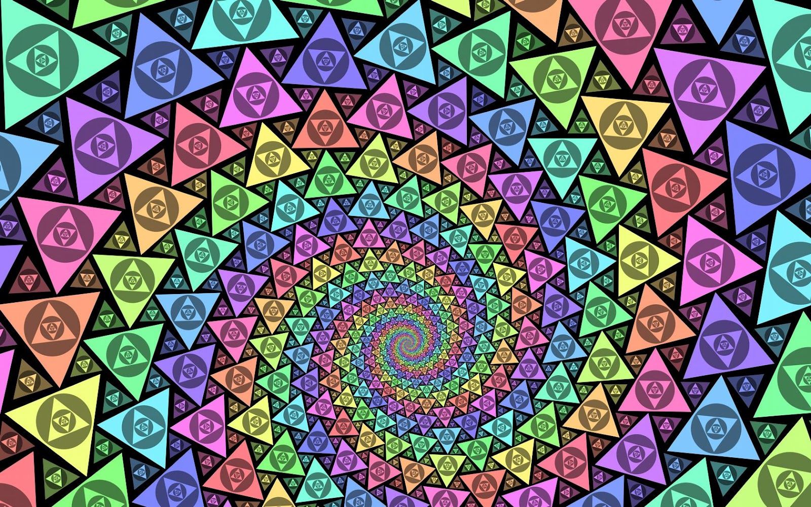 Spirale psichedelica di triangoli colorati, 1600x1000 HD Ready, Notebook Gaming