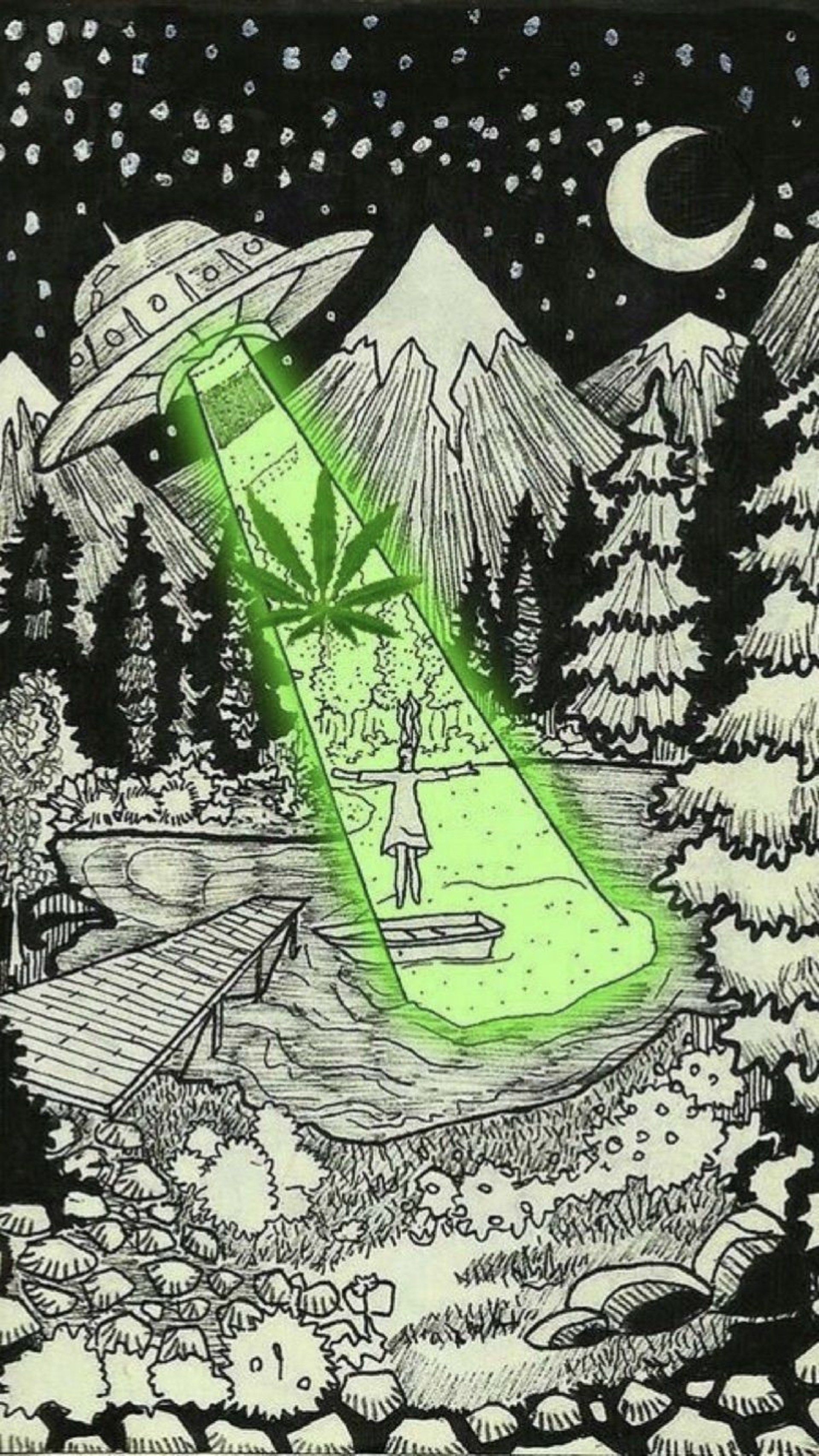 UFO rapisce alieno, foresta notturna, 1920x3415 Full HD Verticale, iPhone
