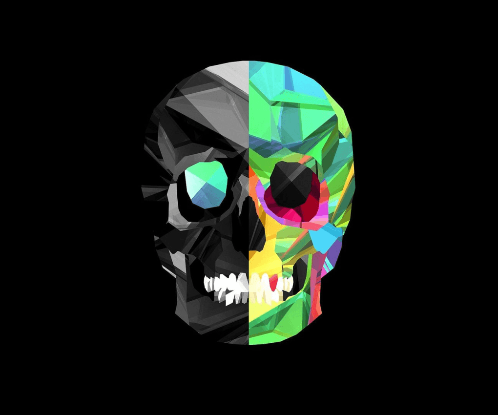 Teschio low poly bicolore geometrico, 1020x850 HD, Laptop