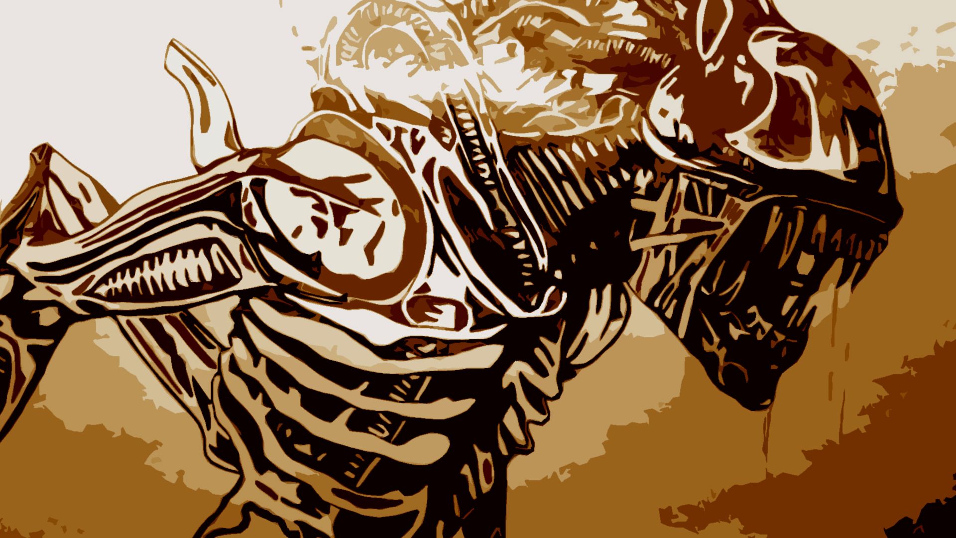 Alieno stile Xenomorfo, seppia, 1920x1080 Full HD, PC Desktop