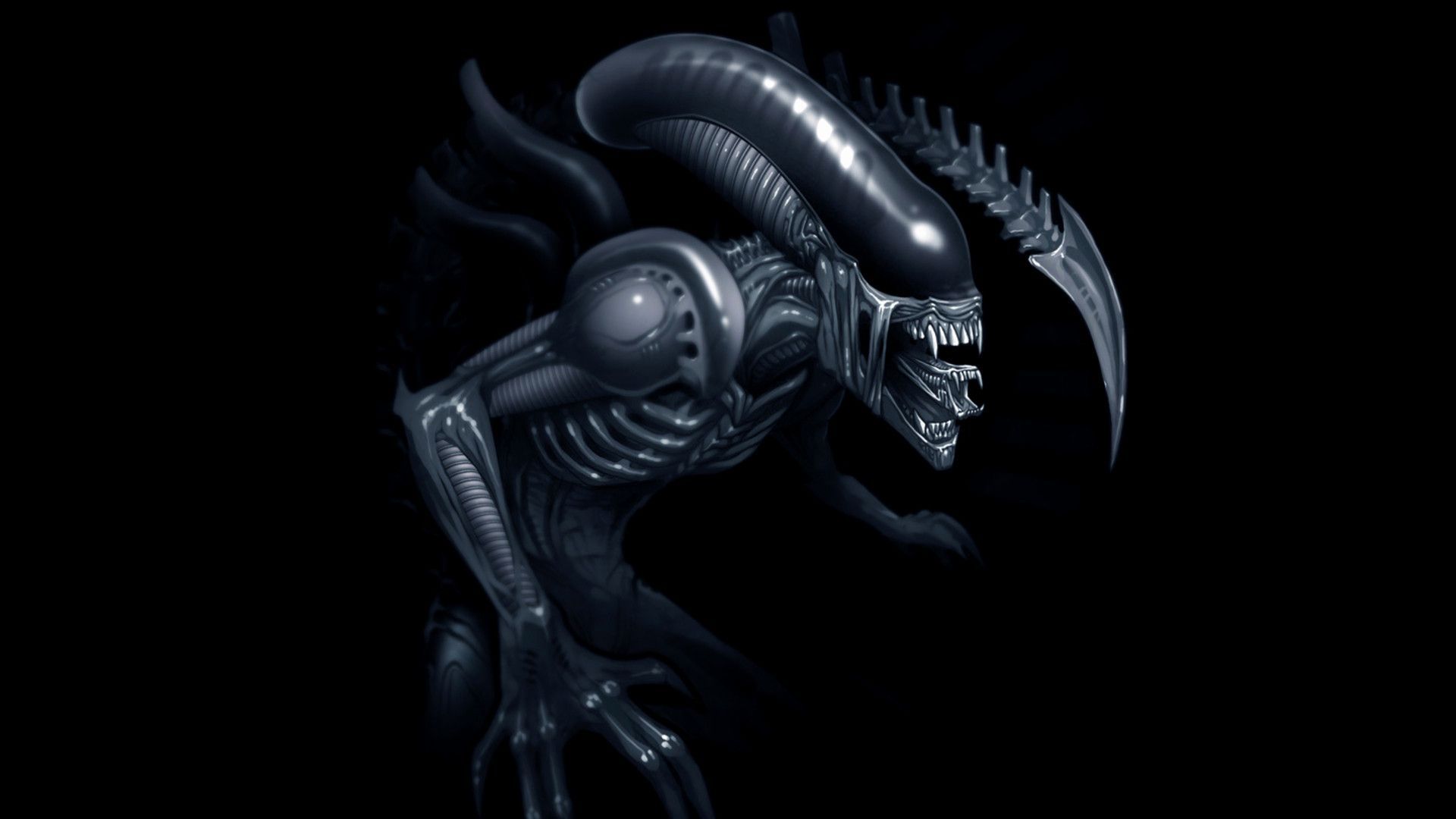 Alieno Xenomorfo su sfondo nero, 1920x1080 Full HD 1080p, Desktop