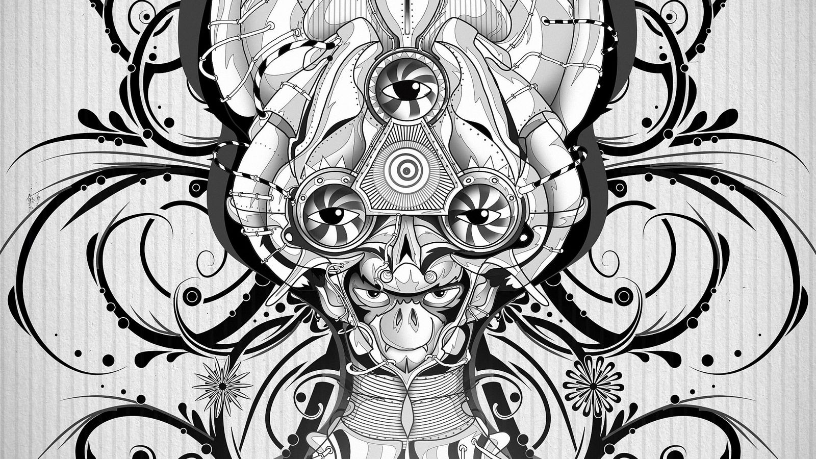 Alieno robotico bianco e nero, 1600x900 HD, PC