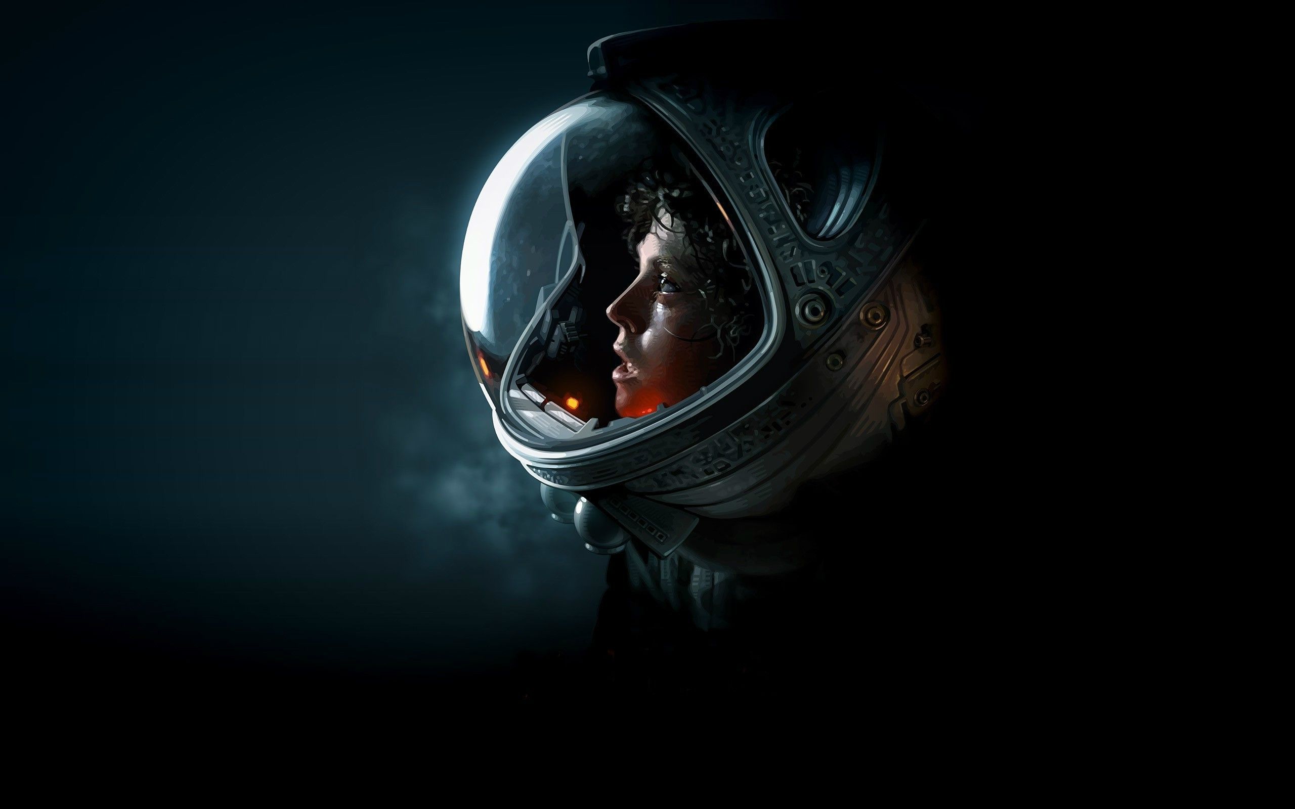 Astronauta con casco su sfondo scuro, 2560x1600 2K+, MacBook Pro
