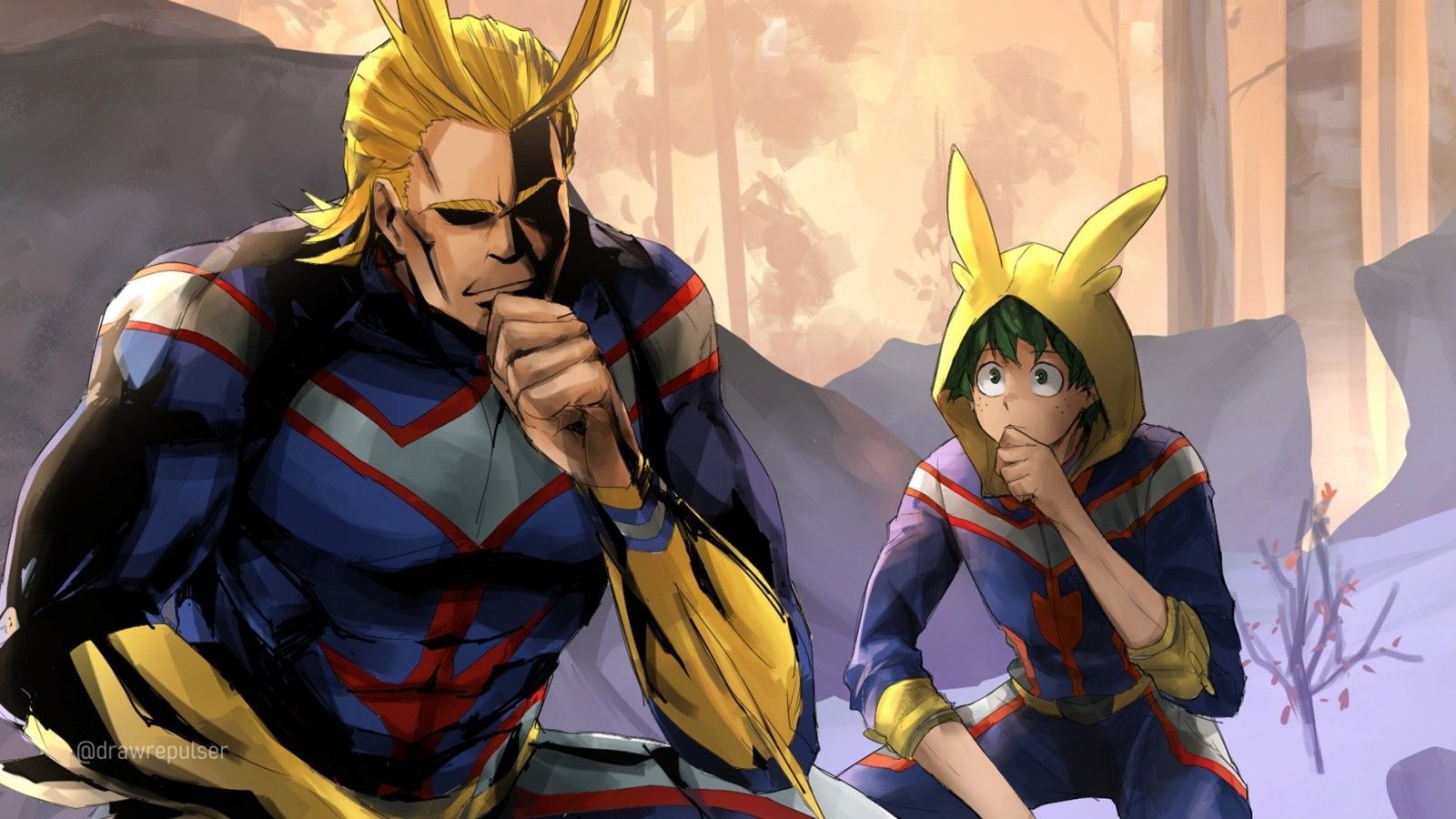 All Might e Midoriya Izuku, My Hero Academia, 1600x900 900p, Laptop