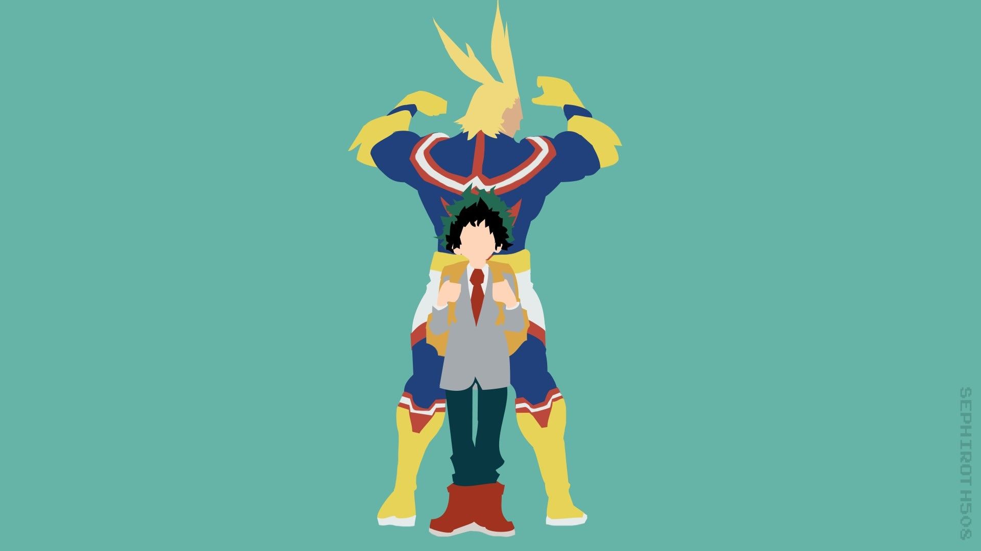All Might e Deku minimalista, One For All, 1920x1080 Full HD 1080p, Laptop