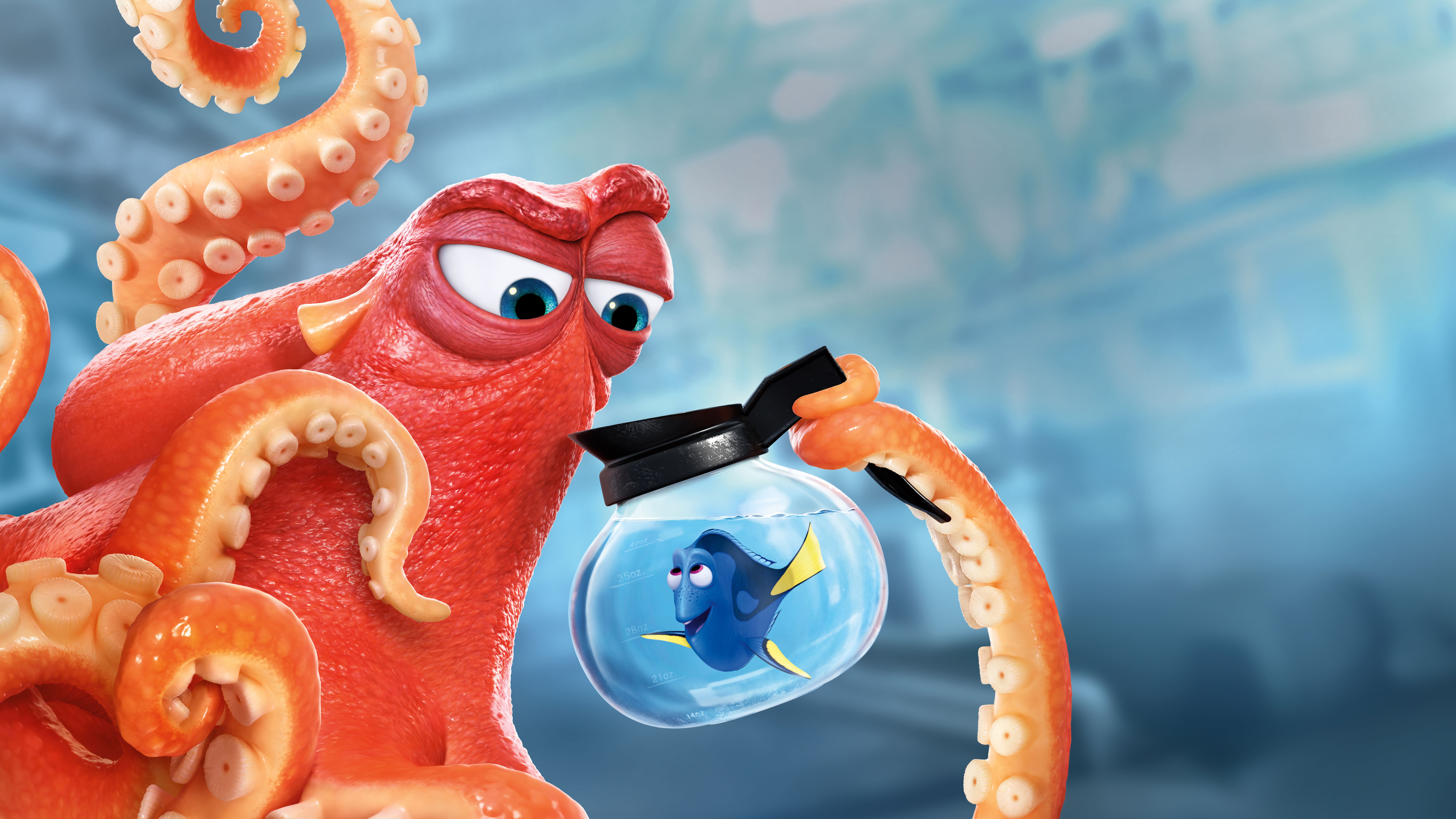 Polpo Hank con Dory, 9280x5220 UHD, PC 4K