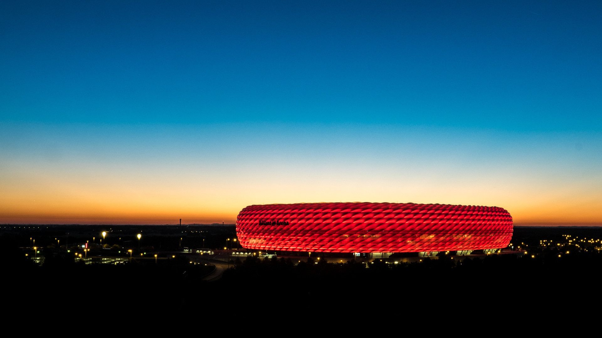 Allianz Arena illuminata al tramonto, stadio, 1920x1080 1080p, PC