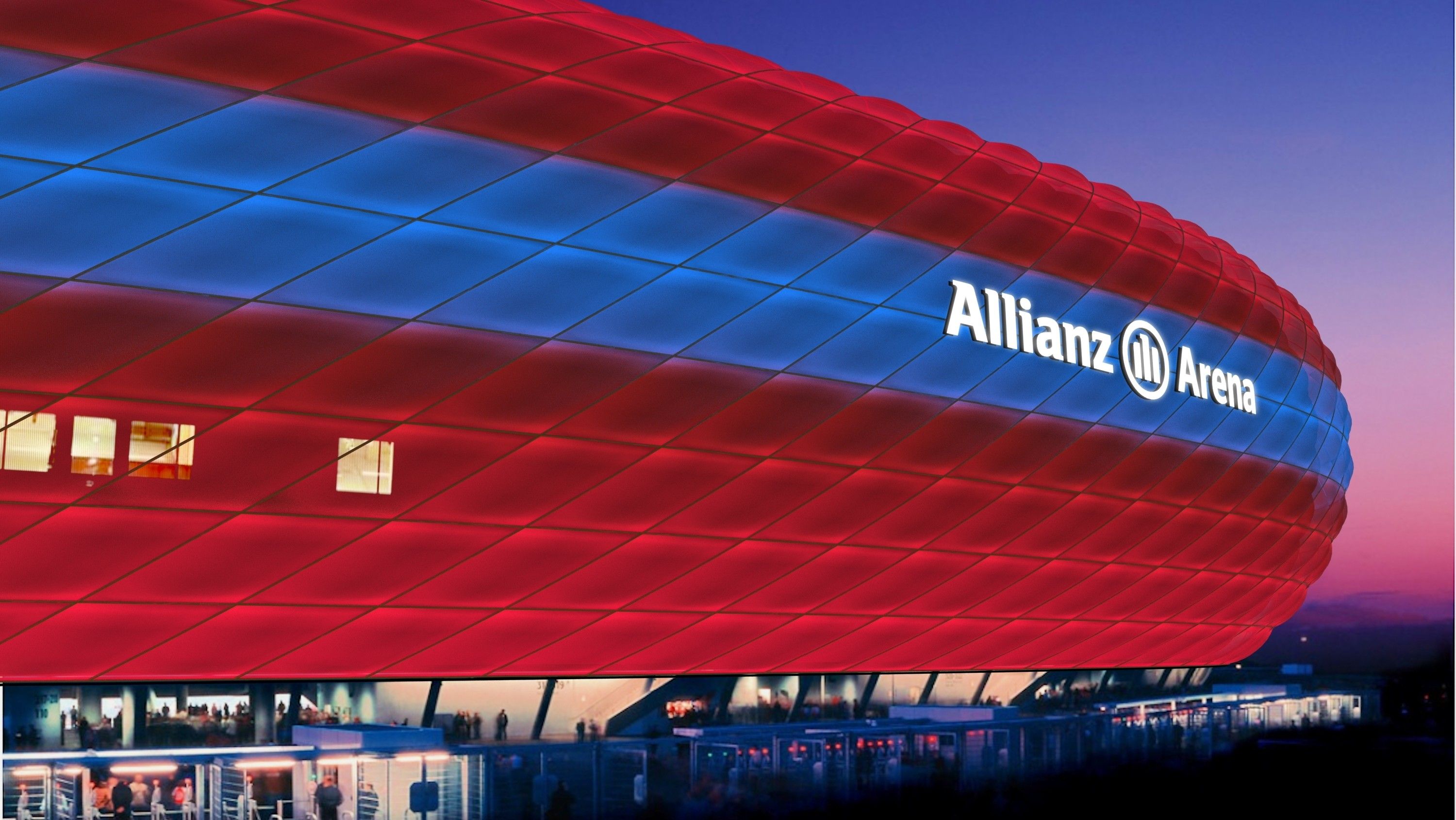 Allianz Arena stadio rosso blu, 3000x1688 2K+, Monitor Gaming
