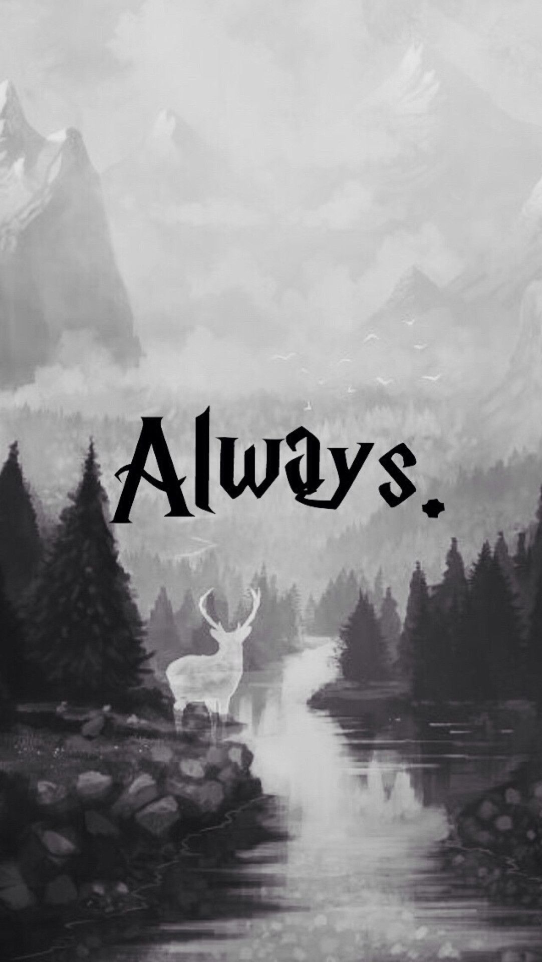 Cervo Patronus foresta grigia Always, 1082x1920 Full HD Verticale, iPhone Air