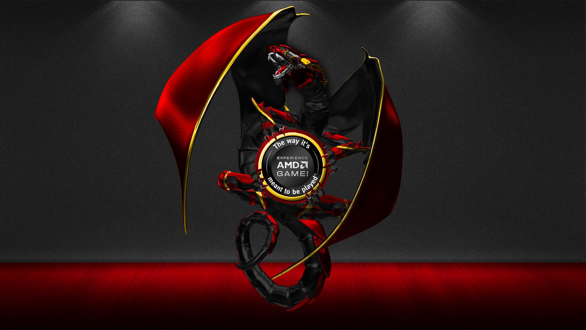 Logo drago AMD sfondo rosso, 1920x1080 Full HD 1080p, Desktop