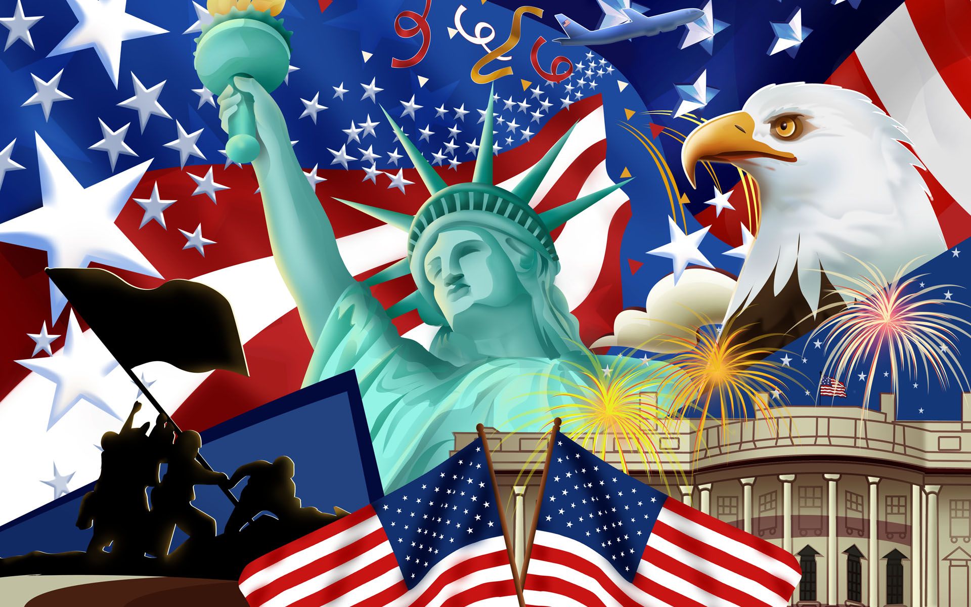 Statua della Libertà e aquila USA, 1920x1200 Full HD+, iMac