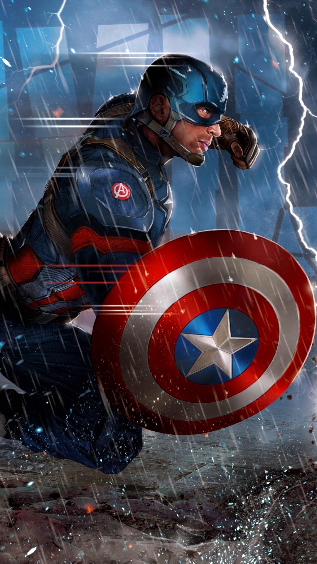 Captain America con scudo, 1080x1920 Verticale, Mobile