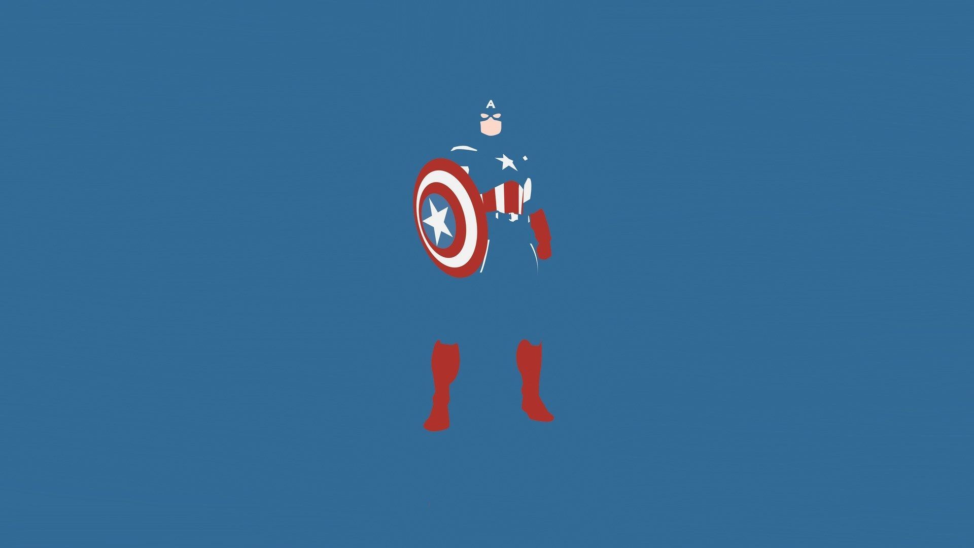Captain America minimalista sfondo blu, 1920x1080 Full HD 1080p, PC Desktop
