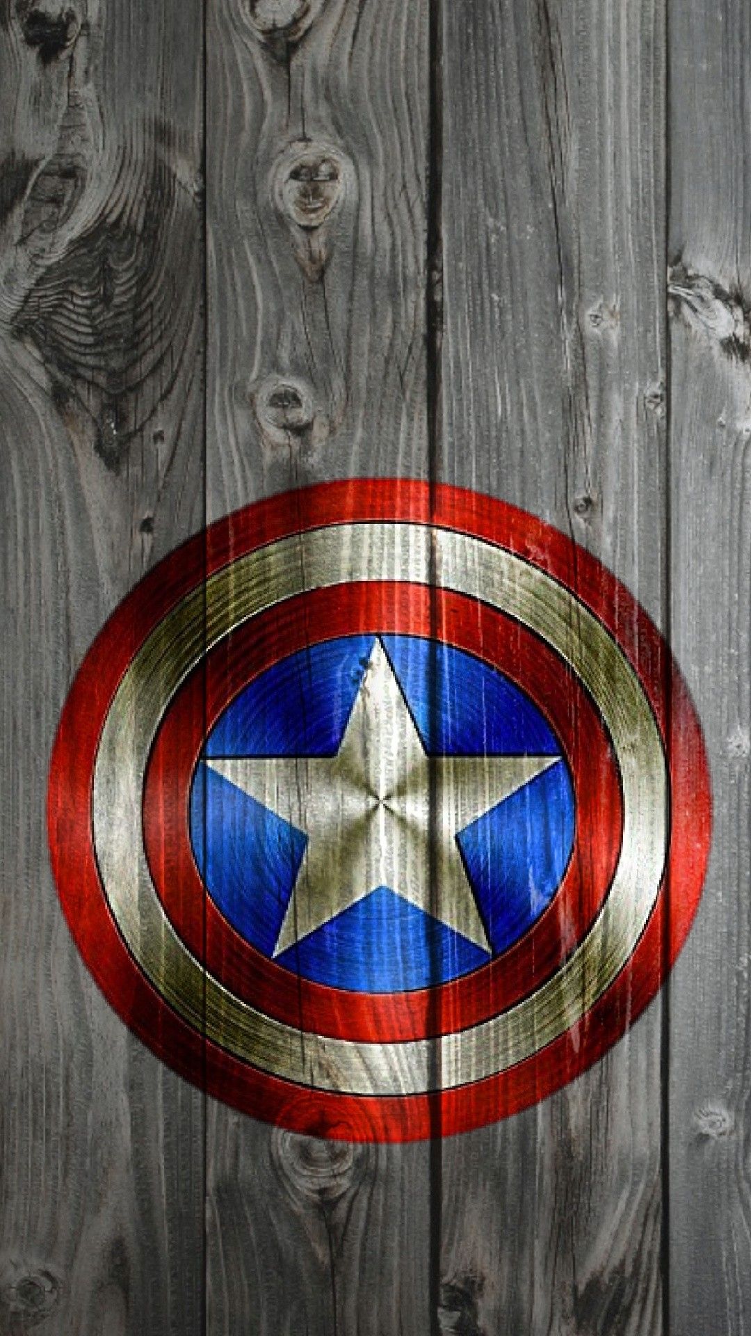 Scudo Captain America su legno, Marvel, 1080x1920 Verticale, Telefono