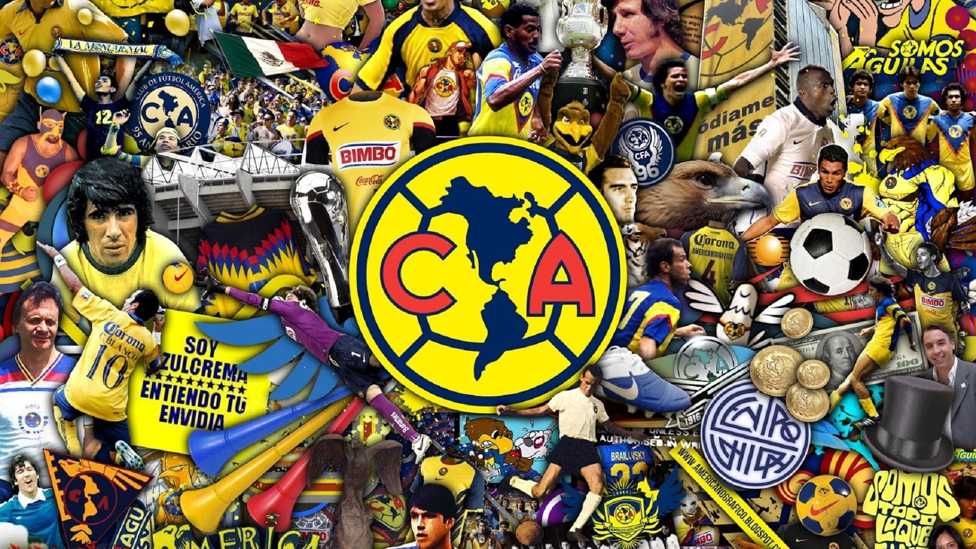 Club América collage giallo, 1920x1080 Full HD, Desktop
