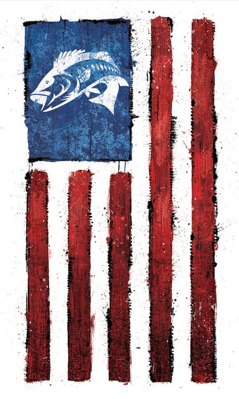 Bandiera americana con pesce basso, 800x1334 Verticale, OnePlus
