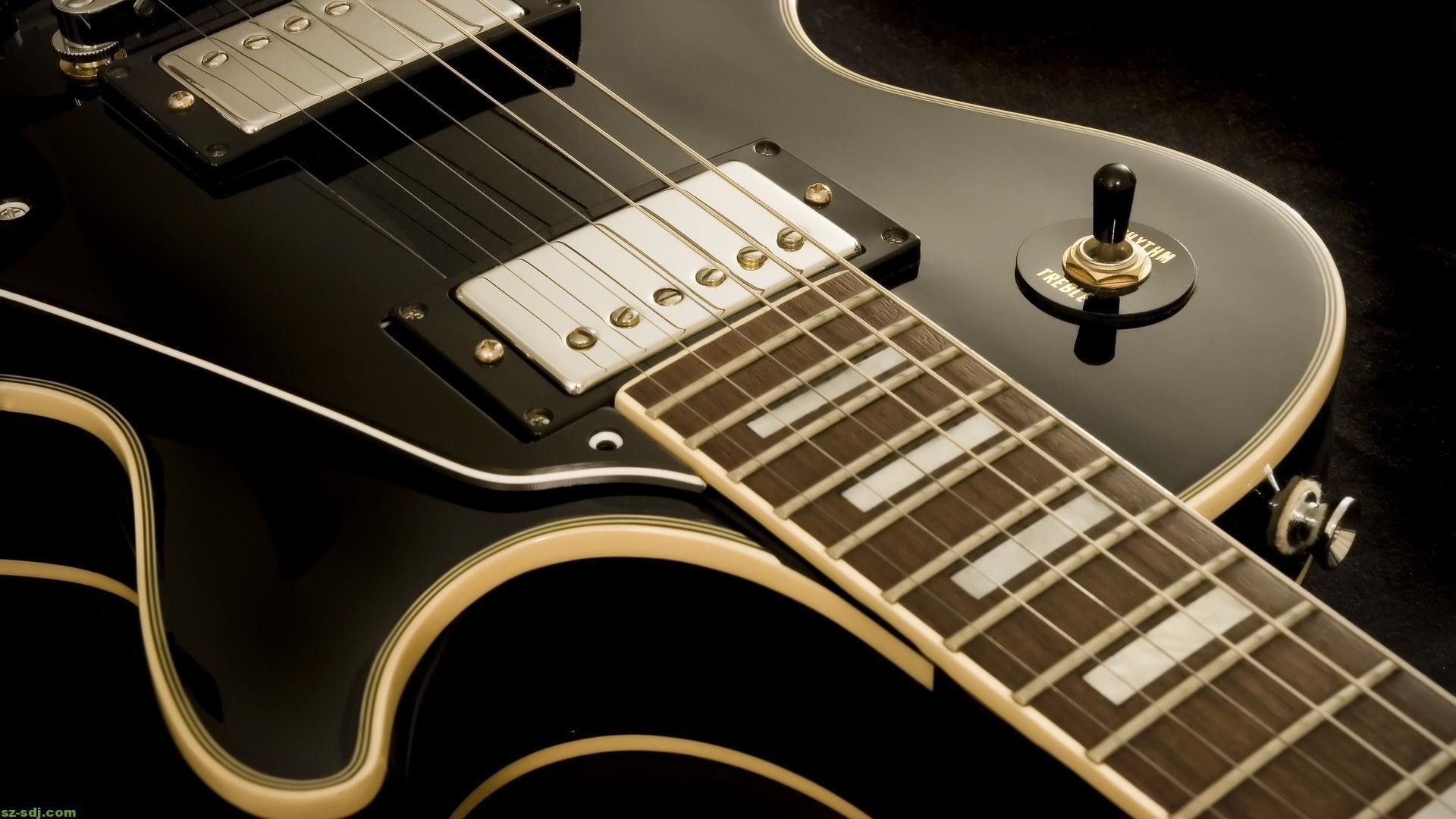 Chitarra elettrica nera dettaglio, 1920x1080 Full HD, Desktop
