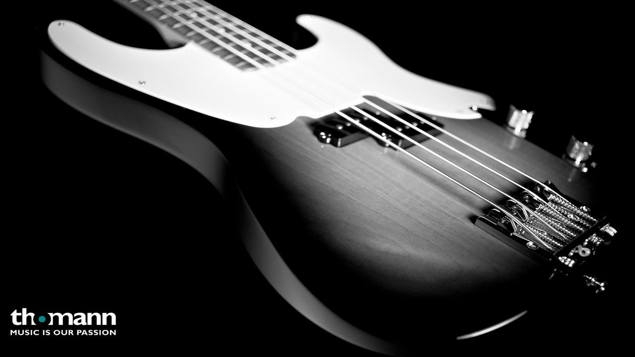 Basso elettrico bianco e nero, 1280x720 HD, Desktop