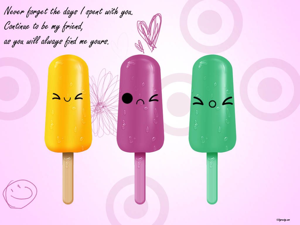 Ghiaccioli kawaii con citazione amicizia, 1024x768 HD, Desktop